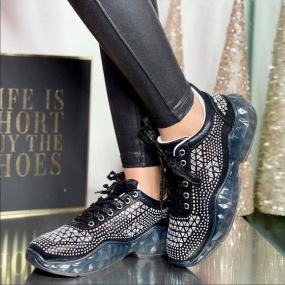 ⭐️Embellished Bling Sneakers in Black⭐️ - Picture 6 of 6